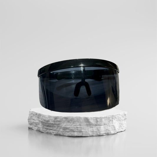 Oversize Shield Visor Sunglasses Face Shield Flat Top Mirrored Mono Lens 172mm BLACK